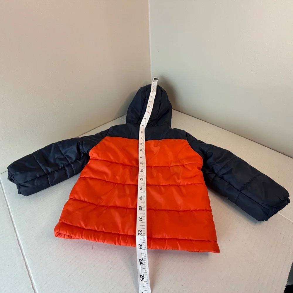 Oshkosh‎ B'Gosh Puffer Jacket Blue Orange White Hooded Full Zip 2T